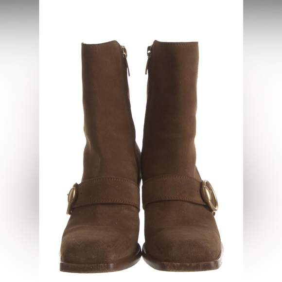 Gianvito Rossi Brown Ankle Boots with Suede Finish and Block Heel - Picture 3 of 6